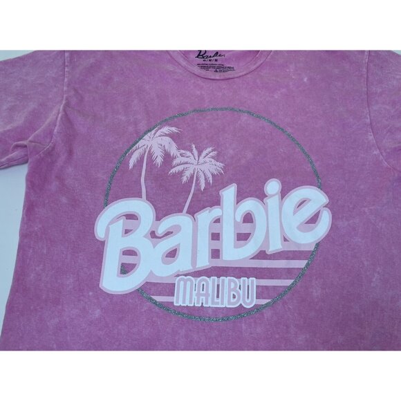 Mattel Barbie Malibu Pink T-Shirt Medium Palm Tree Graphic Y2K Style - Picture 5 of 5